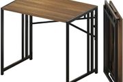 83 cm Folding Small Desk, Writing Gaming Computer Camping Desk for Small Spaces, No Assembly Required Home Office Table, Espresso