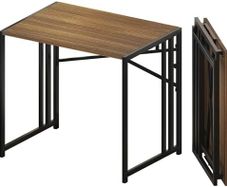 83 cm Folding Small Desk, Writing Gaming Computer Camping Desk for Small Spaces, No Assembly Required Home Office Table, Espresso