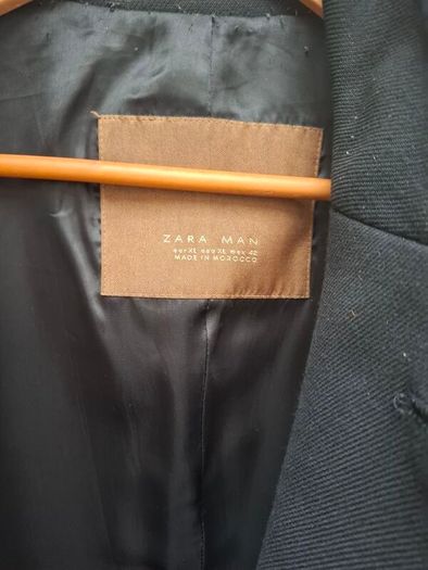 Zara Gents/Men's Wool Overcoat Navy Knee Length.