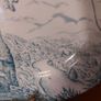 Fabulous Vintage Arklow Pottery Teal and White 9 Inch Wall Plate in an Unusual Landscape Pattern with a Castle Ruin Image 4
