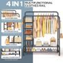 Clothes Rails for Bedroom - Heavy Duty Clothes Rail with Double Hanging Clothing Rail, Shoe Rack, Storage Shelves & 4 Coat Hooks, Clothes Rack for Closet, Laundry, Shop (Modern, Black) Image 2