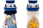 2PCS Mini Lighthouse Ornaments, Nautical Theme Bathroom Decorations, Decorative Home Accessories for Living Room, Table Decoration, Photo Props Blue