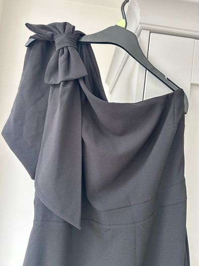 Folkster Black One Shoulder Bow Maxi Dress Elegant Occasion Size L