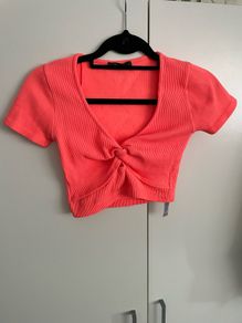 Coral seamless crop top