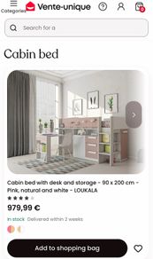 Midsleeper bed with desk and storage