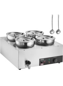 220v Commercial Soup Warmer Soup Station with 4 x7Litre  Pot Soup Kettle Warmer
