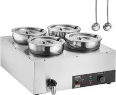 220v Commercial Soup Warmer Soup Station with 4 x7Litre  Pot Soup Kettle Warmer