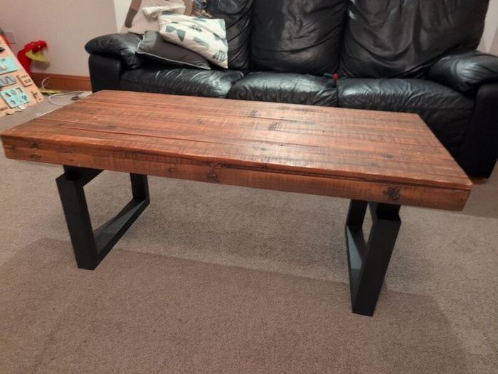 RusticI Industrial Coffee Table - Solid Reclaimed Wood & Steel Legs