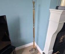 Vintage Ornate Brass Floor Lamp Reeded Column & Foliate Base