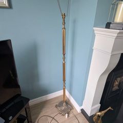 Vintage Ornate Brass Floor Lamp Reeded Column & Foliate Base