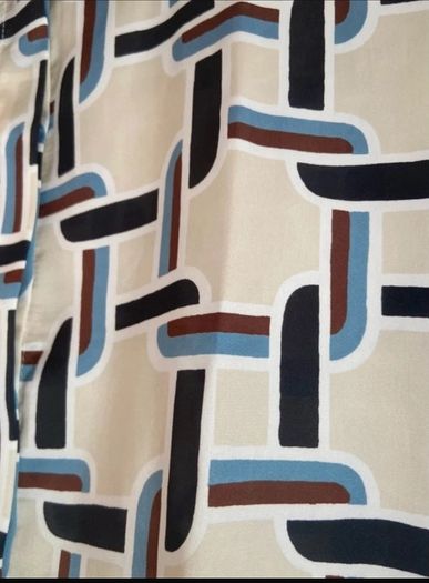 Fab Zara Limited Edition Ecru Satin Geometric Print Blouse