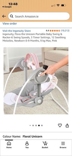 Ingenuity portable baby swing - pink