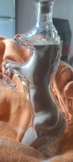 Vintage German Kefla Clear Glass Horse Bottle