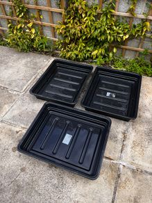 3x black plastic plant/seed trays