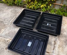 3x large black plastic plant/seed trays