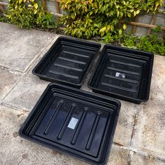 3x black plastic plant/seed trays