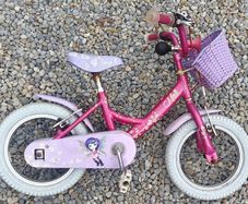 pink bicycle bike kids children girls with basket