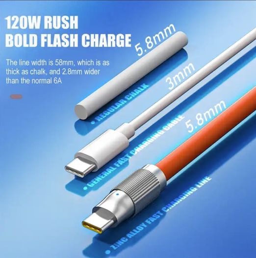 120W 6A 180 Degree Rotating Super Fast Charge Cable Mobile USB to Type C Charger For Samsung