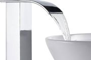 Waterfall Tall Bathroom Basin Mixer Taps with Single Lever, Square Mono Basin Mixer Tap Sink, Chrome