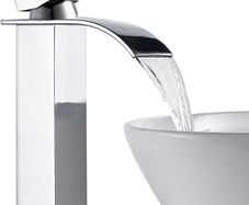 Waterfall Tall Bathroom Basin Mixer Taps with Single Lever, Square Mono Basin Mixer Tap Sink, Chrome