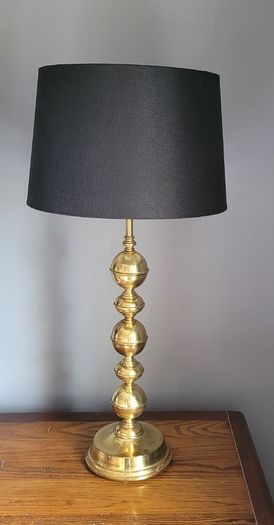 Mid-century brass bobbin table lamp