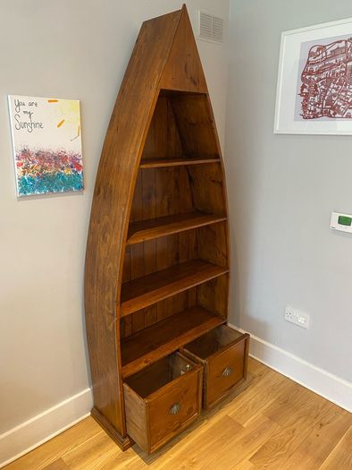 Solid wooden bookcase boat shaped