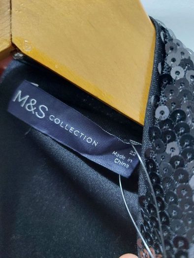 M&S Mini Party Dress UK22 Black Brand New