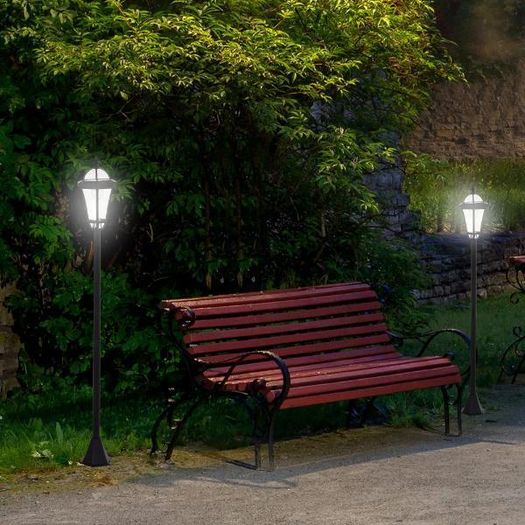 Set of 2 Solar LED Garden Lamp Posts