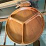 Vintage Teak Mid Century Divided Serving Platter Carved Handle Retro Stylised Fish Image 9