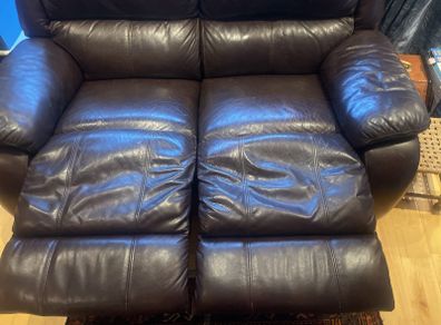 2 and 3 seater brown leather couches for sale