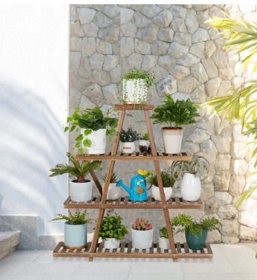BRAND NEW Triangular Wooden Plant Stand 4 Tiers Shelf Holder