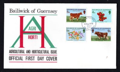 1970 Guernsey Agriculture and Horticulture Commemorative Stamps Addressed First Day Cover (FDC)