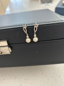 silver pearl earrings