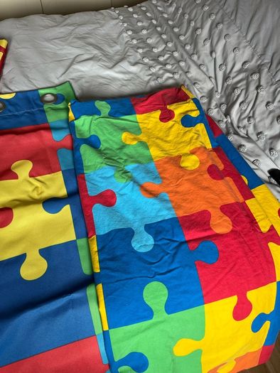 Children's Puzzle bedding , curtains and matching rug