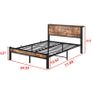 Double Bed Frame with Wooden Storage Shelf Headboard,No Box Spring Needed Metal Platform Bed Frame Double ,Noise Free,Reinforced Strong Support Leg,Textured Black&Brown Oak Image 8
