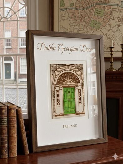 Dublin Georgian Door Laser Engraved Walnut Picture Frame with Gift box