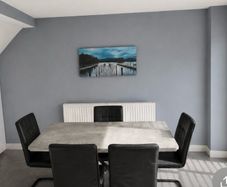 Dining table and 6 leather chairs