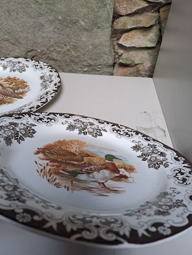 2 Burleigh ducks and fowl plates