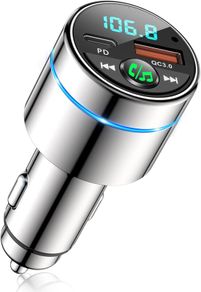 Bluetooth Car Adapter 5.3, Mohard All-Metal PD 30W & QC3.0 18W Fast Car Charger, Wireless FM Radio CarCigarette Lighter FM Transmitter for Car, Noise Cancelling Hands-Free Call Hi-Fi Music, Ring Light