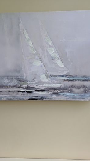 Nautical Theme Canvas Wall Art in Shades of Blue and Grey