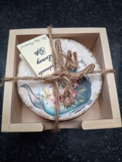 Set of 6 Wooden Coasters in a Box