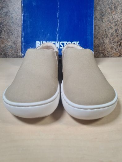Womens BIRKENSTOCK BARRIE SAND canvas slip on shoes trainers beige brown Size UK 5 EU 38 boys girls unisex BRAND NEW BOXED