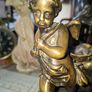 Antique French 19th century Bronze Sculpture Auguste Moreau featuring a Winged Putto Cherub Cupid carrying a shell or cornucopia like vessel, mounted on a marble base Image 5