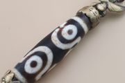 Vintage 6 Eyes Hiamalyan Tibetan Agate Bead Brass Pendant
