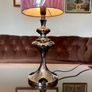 Retro Modern Polished Nickel Chrome Tall Table with Fabric Shade Image 3