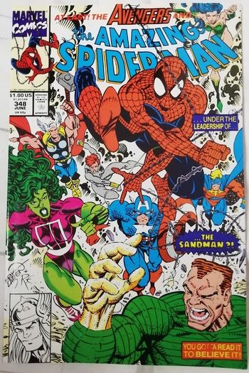 Amazing Spider-Man #348 Avengers & Sandman Appearances (1991)