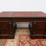 Large Solid Wood Executive Partners Desk Genuine Leather Top Handcrafted Image 3