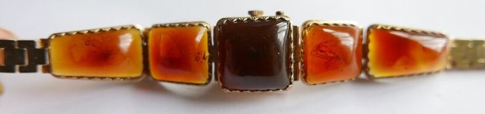 Vintage womens amber cocktail watch. Russian Watch Ladies CHAIKA