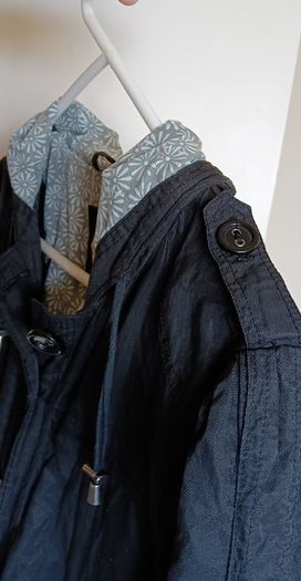 Black Parka Style Jacket with Hood