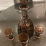 Amethyst Silver Decorated Decanter VINTAGE    With Three Matching Glasses Image 6